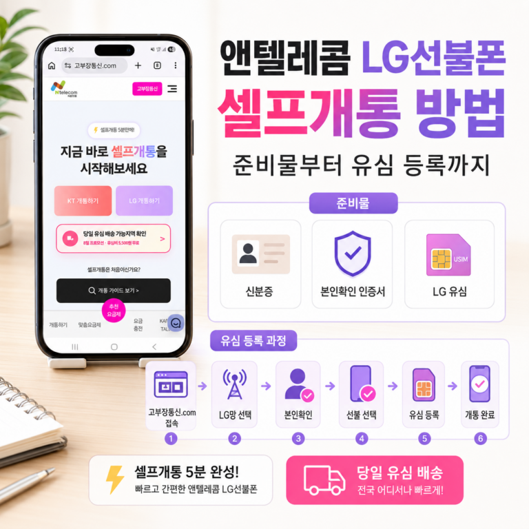 앤텔레콤 LG선불폰 셀프개통 방법, 준비물부터 유심 등록까지