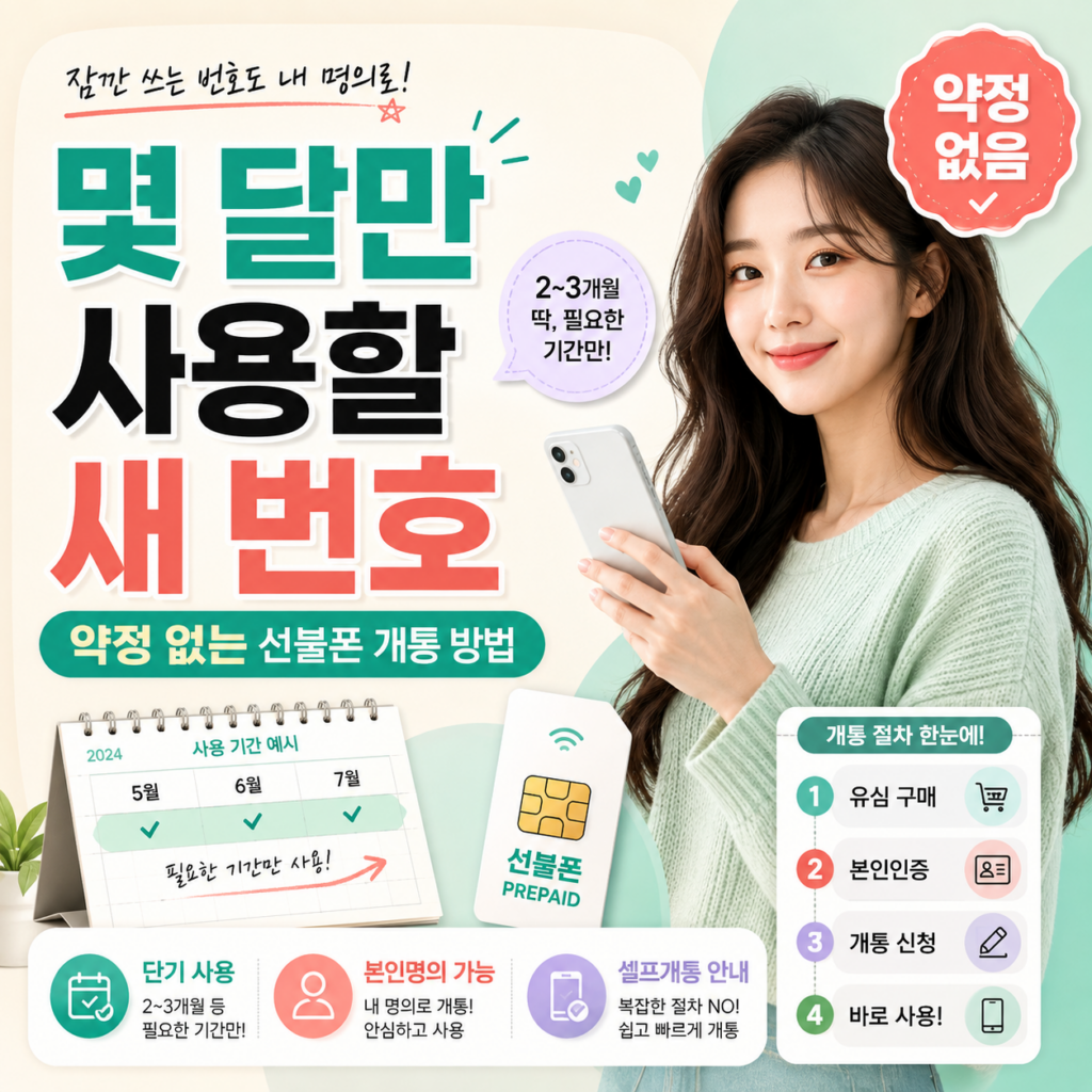 몇 달만 사용할 새 번호가 필요할 때, 약정 없는 선불폰 개통 방법