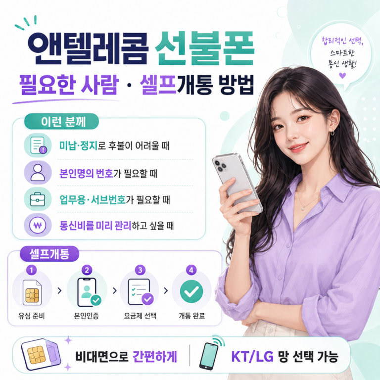 앤텔레콤 선불폰이 필요한 사람은? 이용 상황과 셀프개통 방법