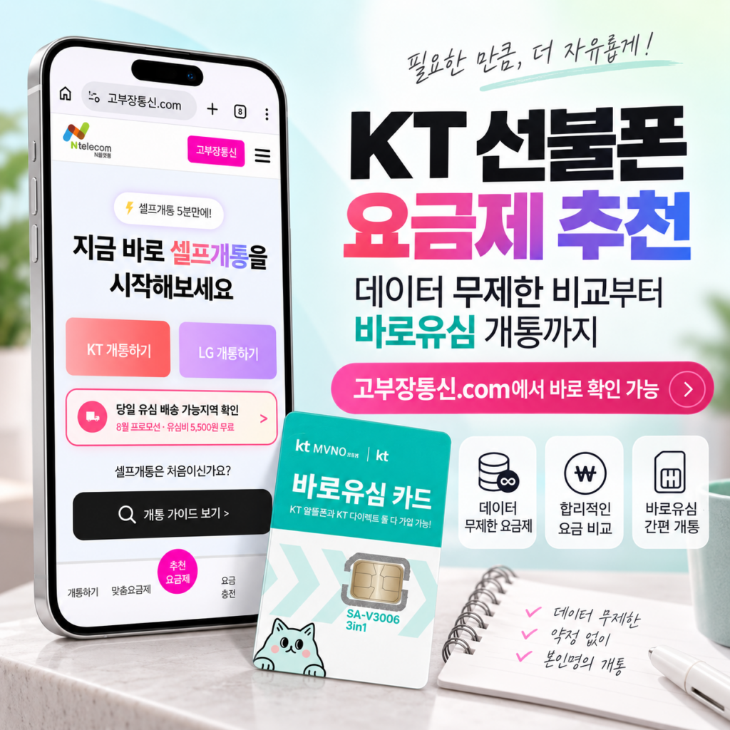 KT 선불폰 요금제 추천｜데이터 무제한 비교부터 바로유심 개통까지
