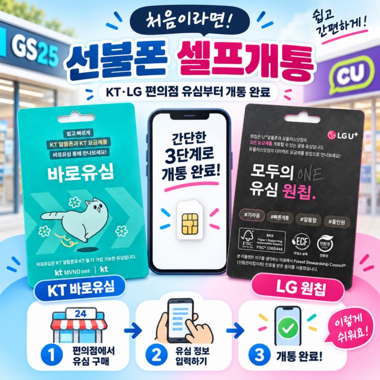 선불폰 셀프개통 처음이라면? KT·LG 편의점 유심부터 개통 완료까지