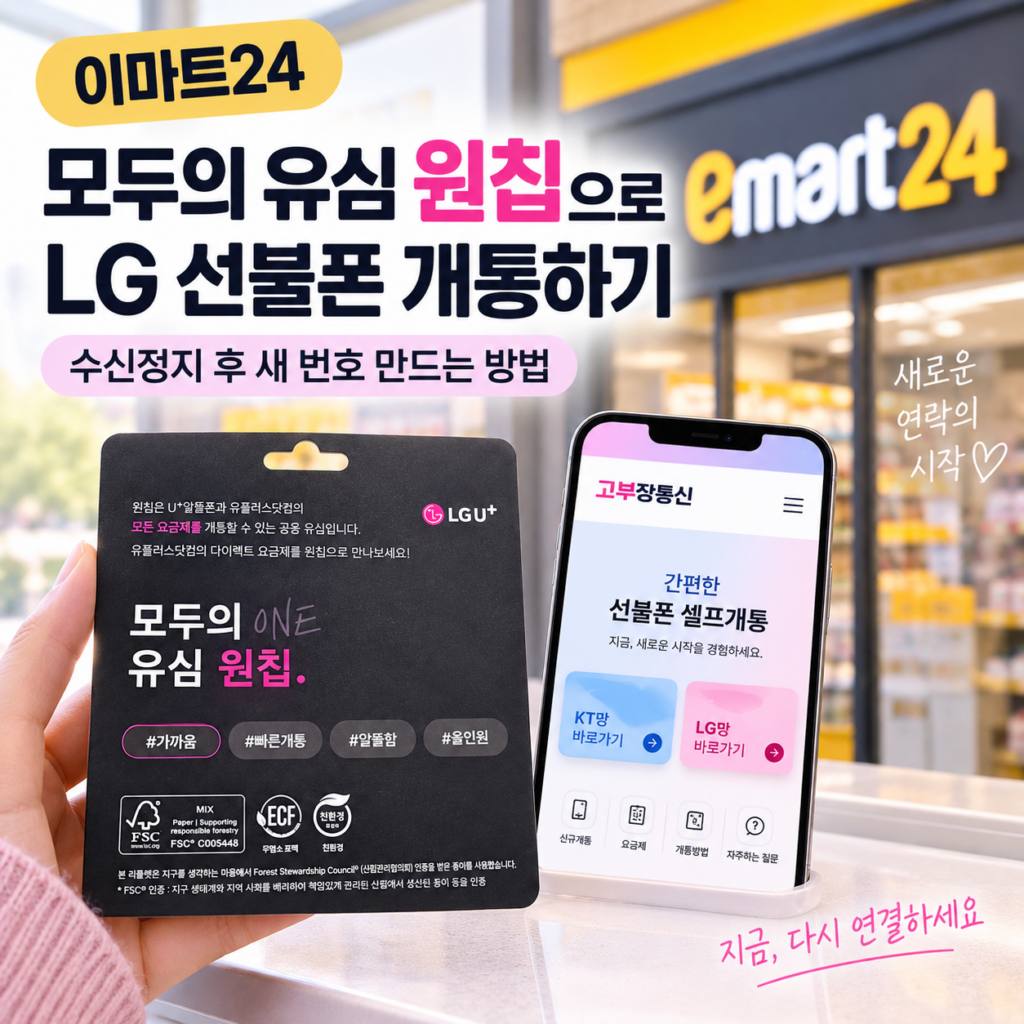 이마트24 모두의 유심 원칩으로 LG 선불폰 개통하기｜수신정지 후 새 번호 만드는 방법