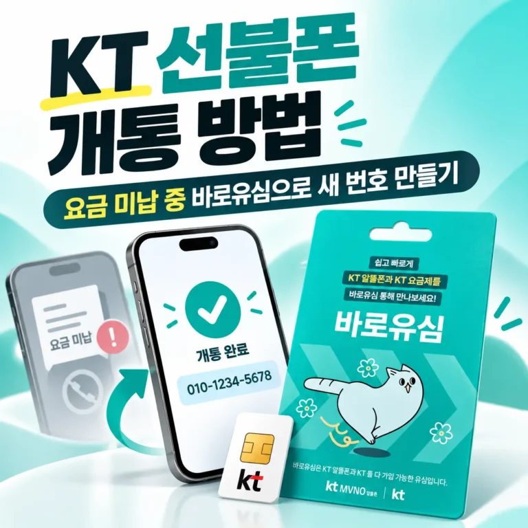 KT 선불폰 개통 방법｜핸드폰 요금 미납 중 바로유심으로 새 번호 만들기